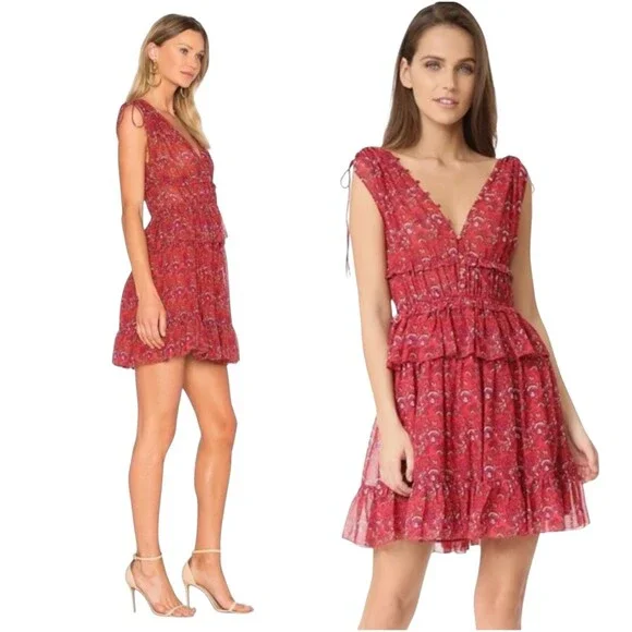 Ulla Johnson Noelle Silk Dress in Ruby - Picture 3 of 10